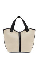Women's Cream Long Strap Fabric Handbag | Derimod