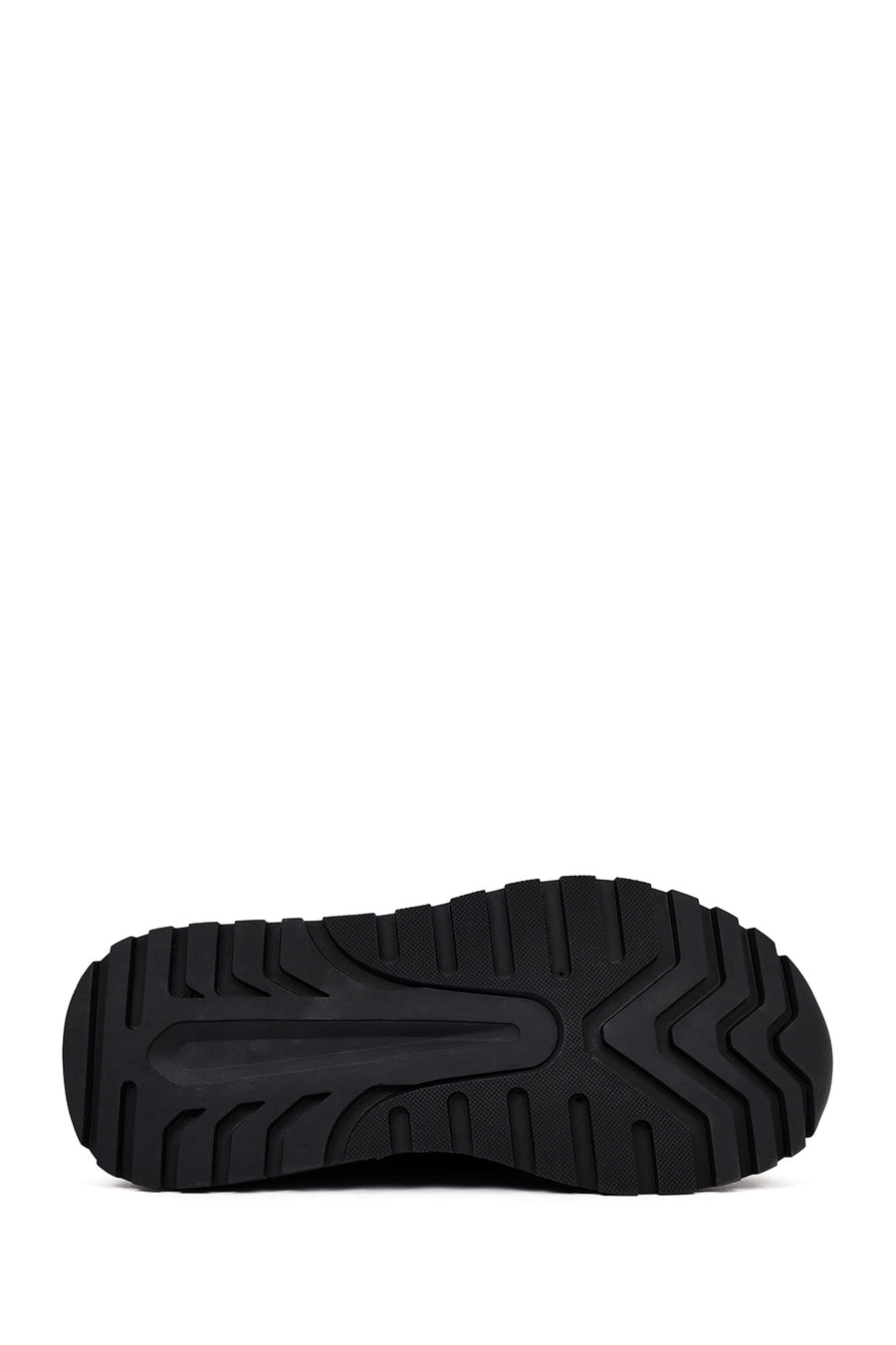 Men's Black Lace-Up Thick-Soled Leather Sneaker