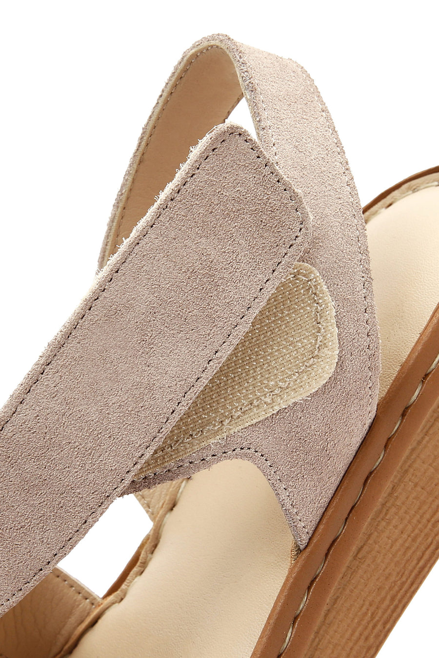 Women's Beige Suede Leather Comfort Sandals