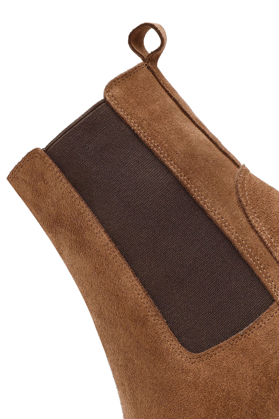 Women's Tan Thick Heeled Suede Leather Chelsea Boots