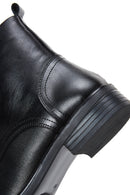 Woman Black Lace-Up Zipper Detail Leather Postal Boots | Derimod