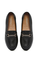 Women's Black Buckle Leather Loafer | Derimod
