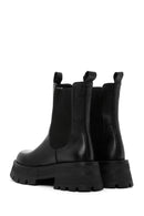 Women's Black Thick Soled Leather Chelsea Boots | Derimod