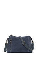 Woman Blue Long-Strap Suede Crossbody Bag | Derimod