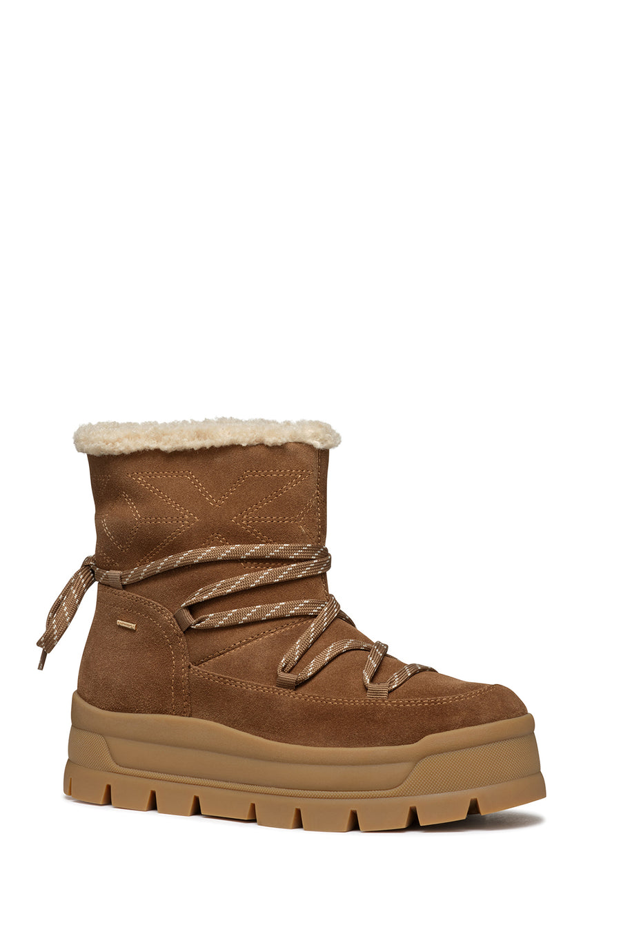 Geox Women's Brown Spherica Ec7.1 Abx Waterproof Suede Leather Boots with Fur