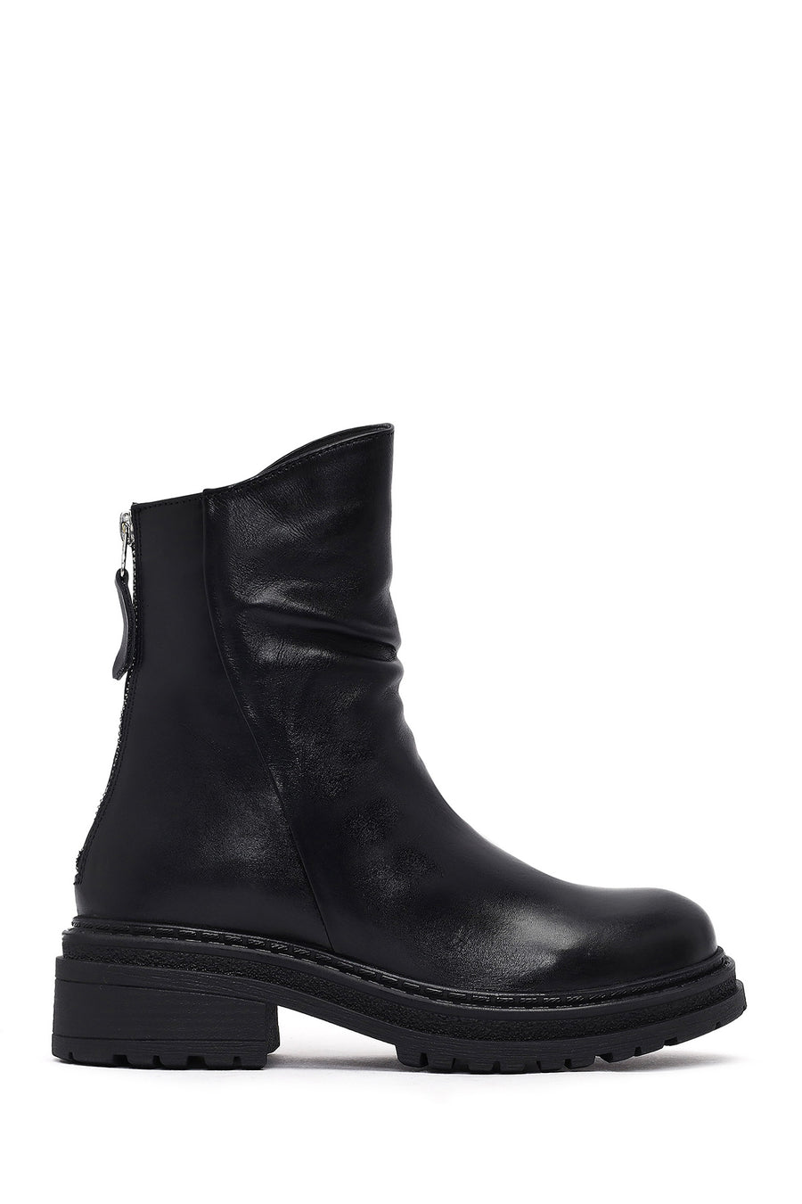 Woman Black Back Zipper Leather Boat 25WFD180718 | Derimod