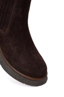 Woman Brown Thick-Soled Suede Chelsea Boots | Derimod