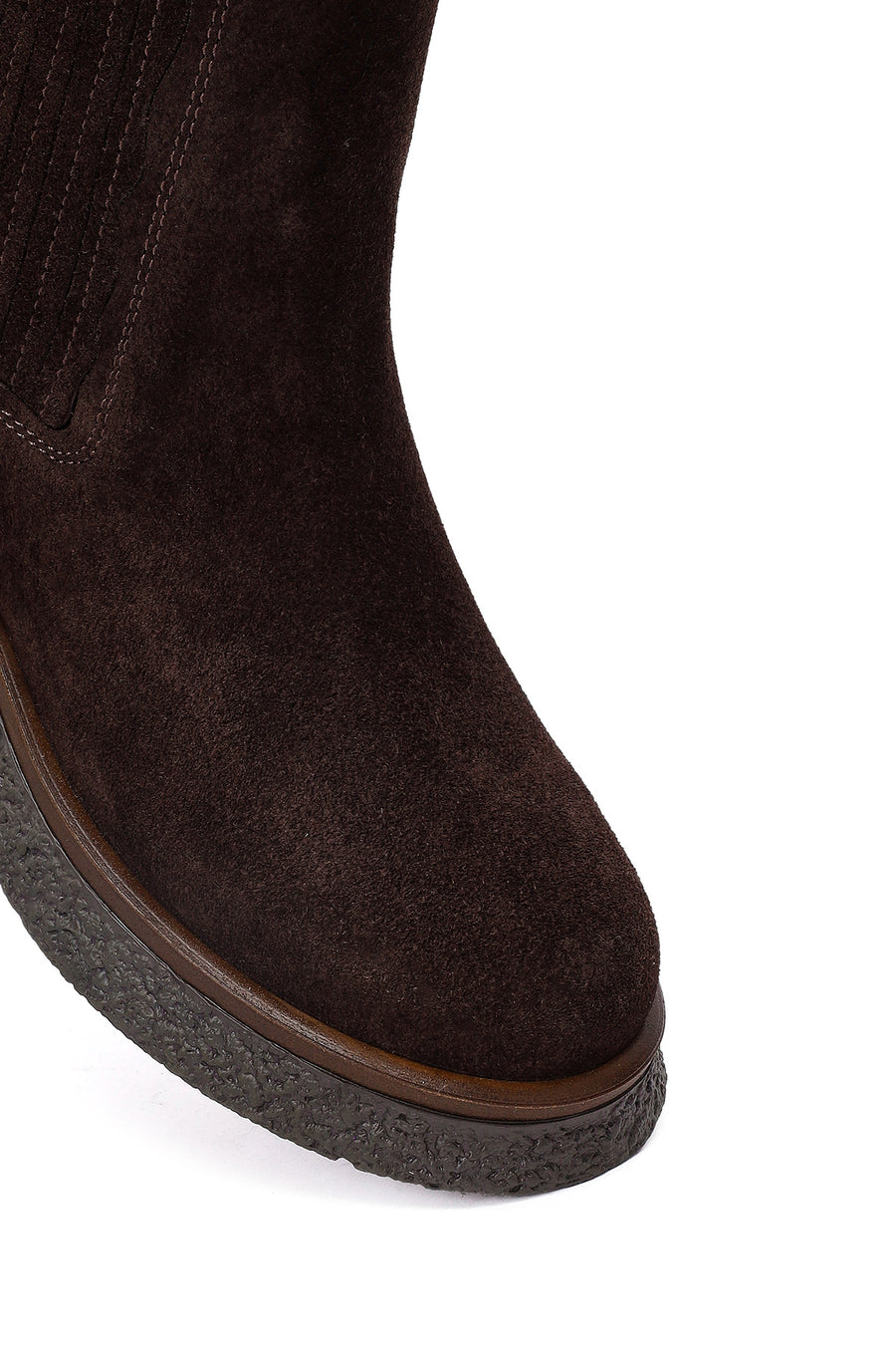 Woman Brown Thick-Soled Suede Chelsea Boots