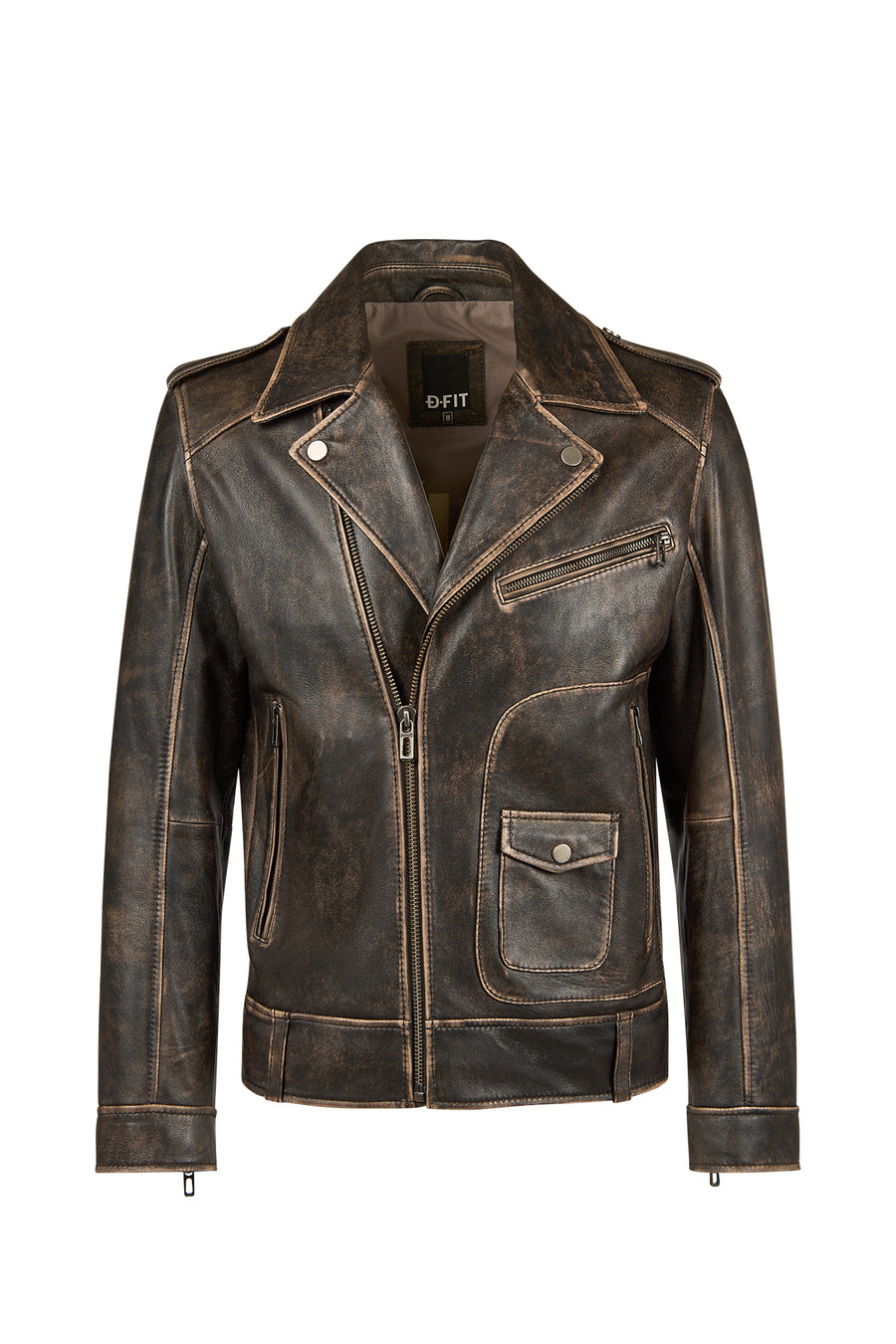 Carter Erkek Kahverengi Biker Deri Mont