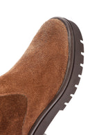 Women's Tan Zippered Suede Leather Boots | Derimod