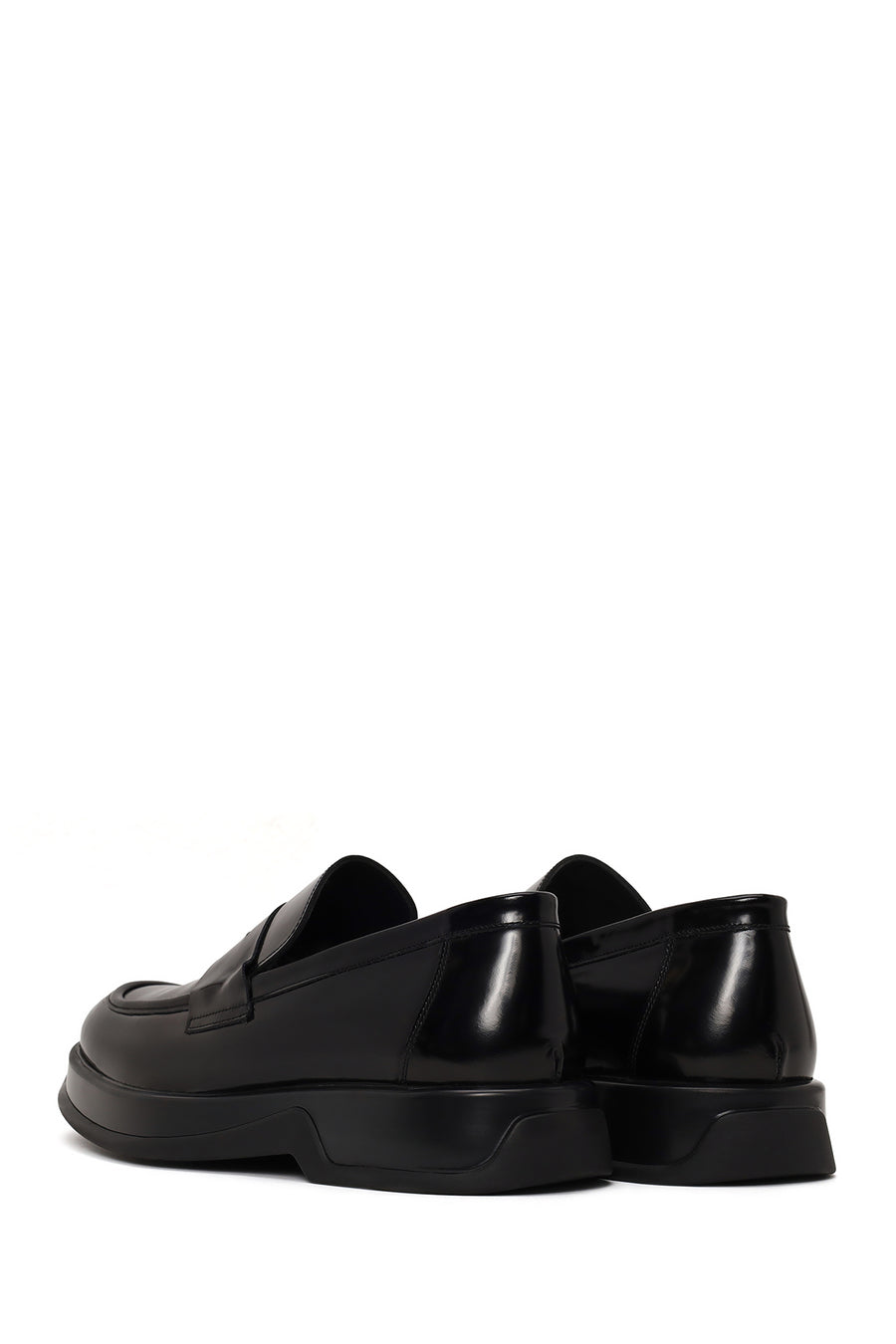 Male Black Thick-Soled Leather Casual Loafer