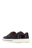 Erkek Siyah Bağcıklı Deri Sneaker | Derimod