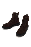 Male Brown Zip Closure Thick-Soled Suede Combat Boots | Derimod