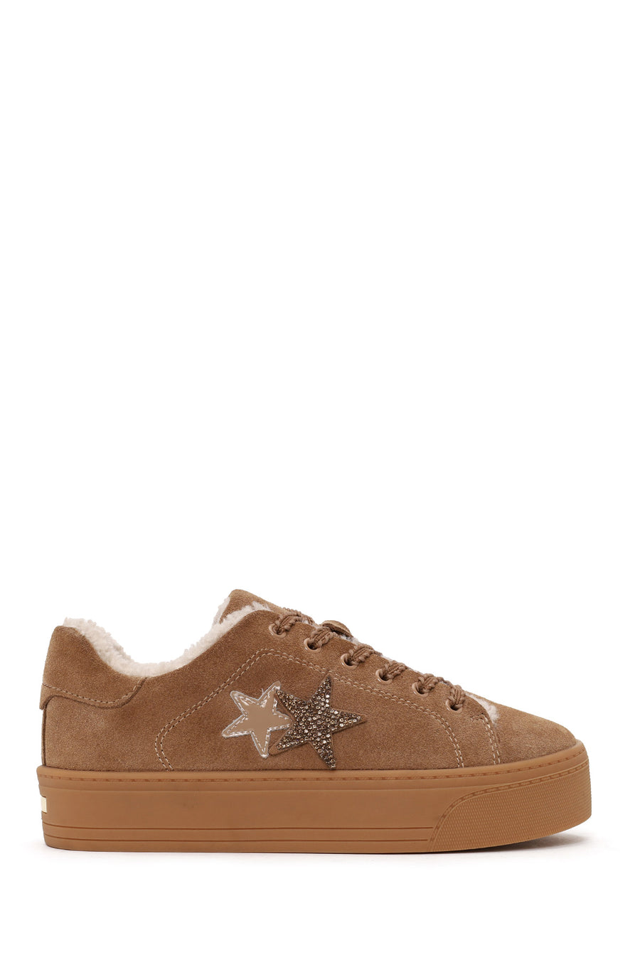 Kadın Camel Bağcıklı Kalın Tabanlı Süet Deri Teddy Sneaker AF520010DS | Derimod