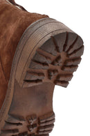 Woman Brown Zippered Suede Leather Boat | Derimod