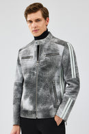 Carrera Men's Gray Nubuck Leather Sport Jacket | Derimod