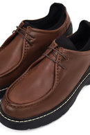 Men's Brown Lace-Up Thick Sole Leather Casual Shoes | Derimod