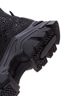 Women's Black Stone Thick Sole High Top Sneaker | Derimod