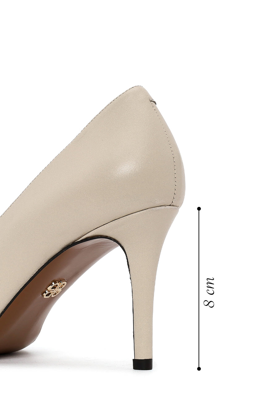 Kadın Krem İnce Topuklu Deri Stiletto