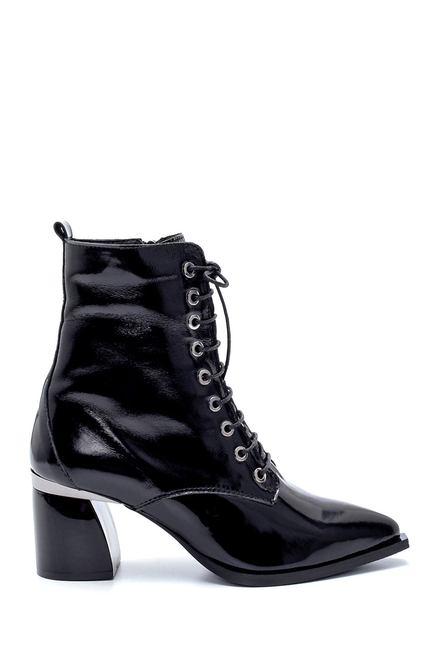Women's Leather Patent Leather Heeled Boots 20WFD116016 | Derimod