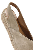 Kadın Bej Süet Espadril Sandalet | Derimod