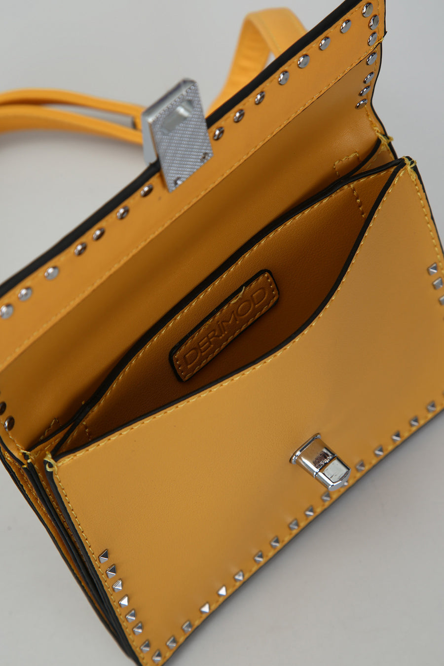 Yellow Women's Crossbody Bag with Staple Detail