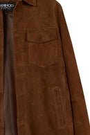Matias Male Brown Suede Leather Shirt Jacket | Derimod