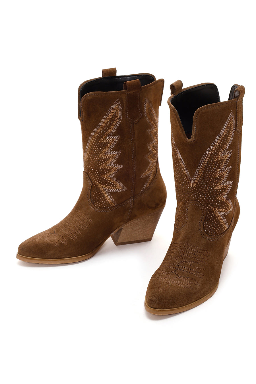 Women's Brown Stone Leather Cowboy Boots