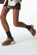 Woman Camel Lace-Up Chunky Sneaker | Derimod