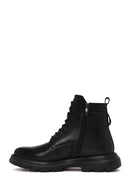 Male Black Lace-Up Zip Closure Thick-Soled Leather Casual Boots | Derimod