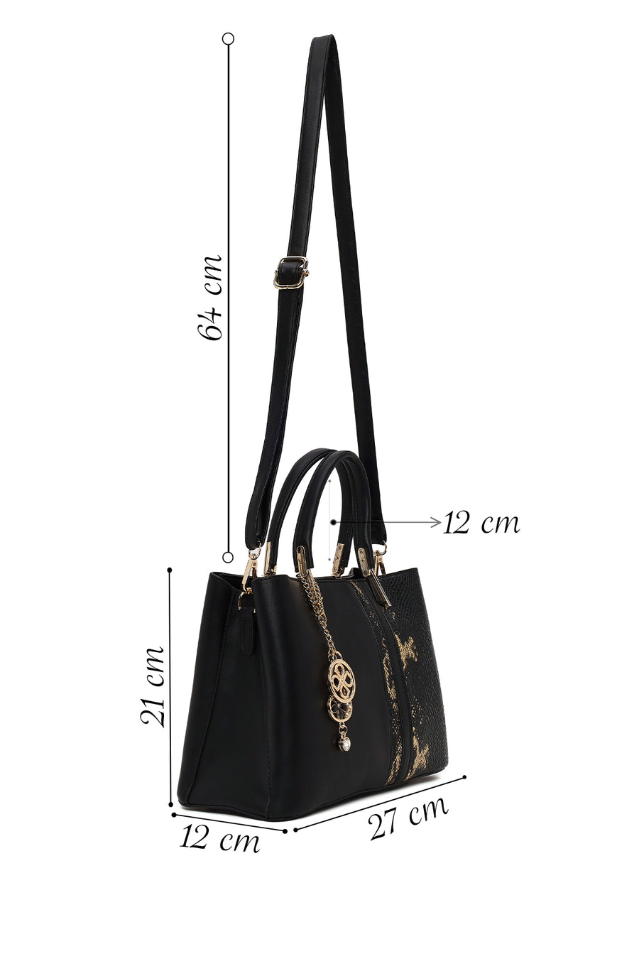 Woman Black Printed Long-Strap Shoulder Bag