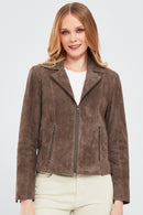 Lara Women's Mink Suede Leather Jacket | Derimod