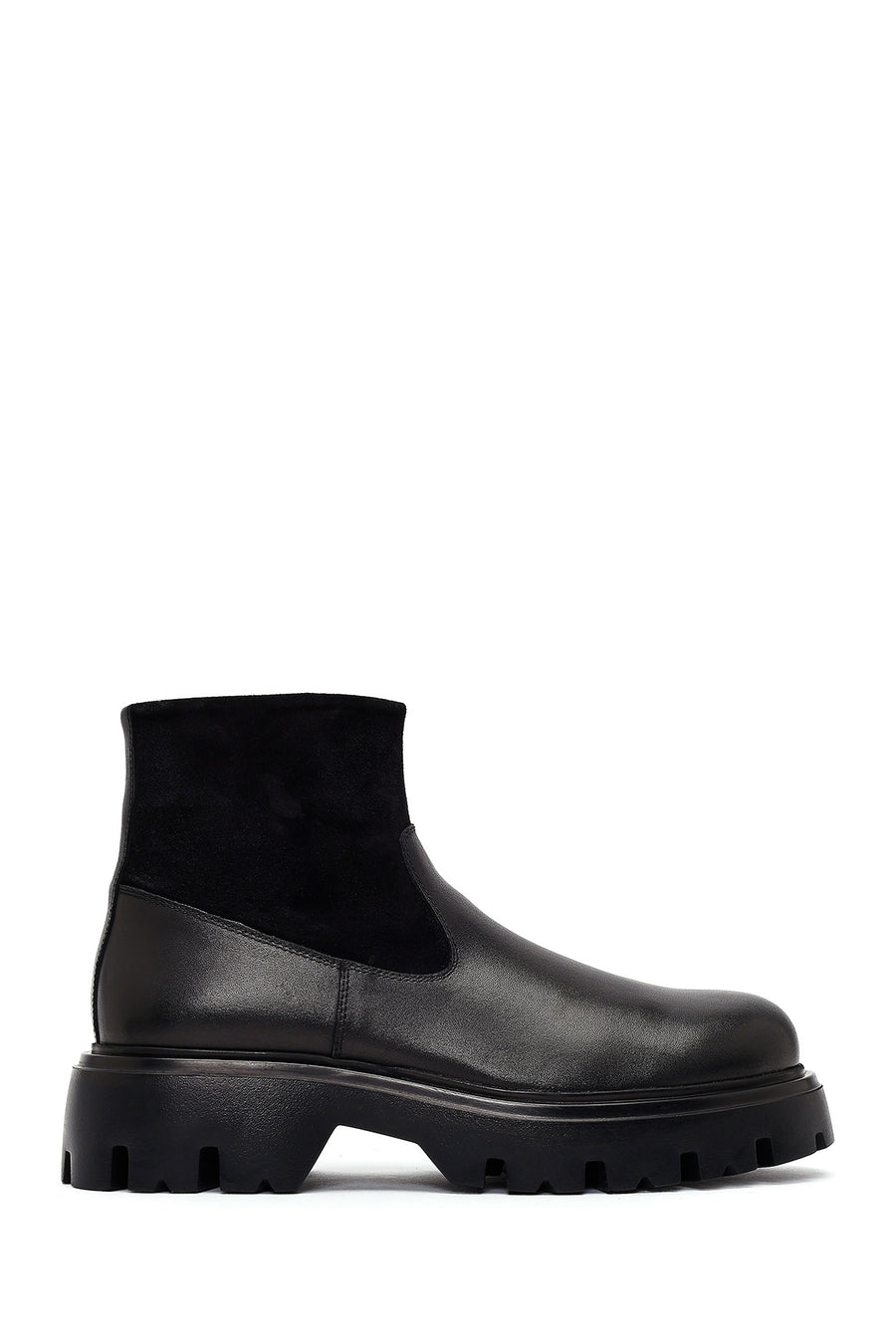 Men's Black Thick Soled Leather Boots 25WFD640514 | Derimod