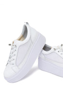 Kadın Beyaz Bağcıklı Kalın Tabanlı Deri Sneaker | Derimod