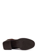 Woman Brown Zip Closure Chunky Heeled Suede Boots | Derimod