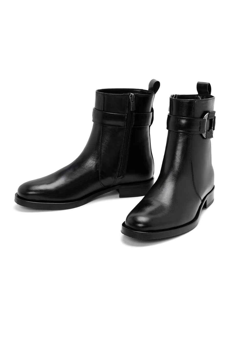 Women's Black Zippered Leather Boots