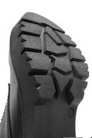 Women's Black Zippered Accessory Detailed Thick Heeled Leather Combat Boots | Derimod