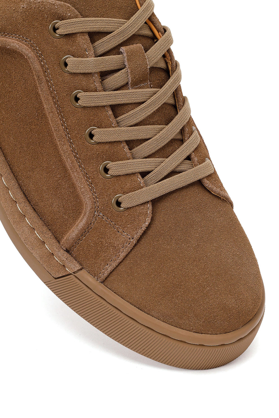 Erkek Vizon Bağcıklı Süet Deri Sneaker