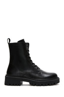 Women's Black Zippered Leather Boots | Derimod