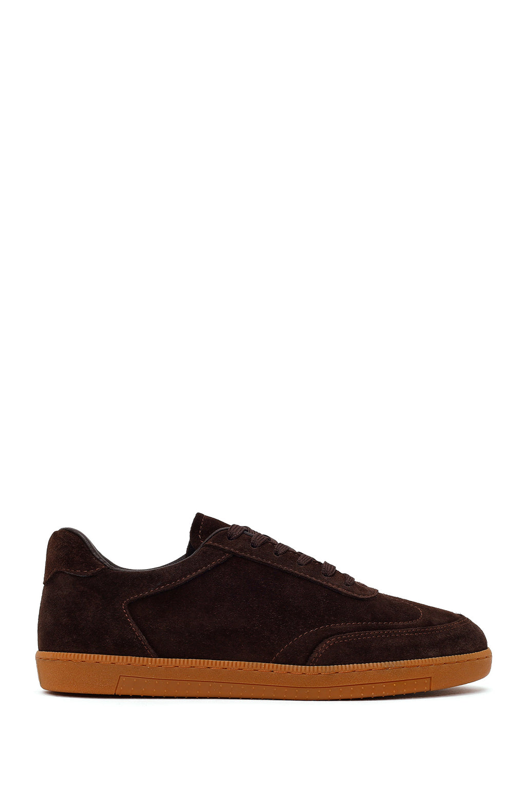 Erkek Kahverengi Bağcıklı Süet Deri Sneaker