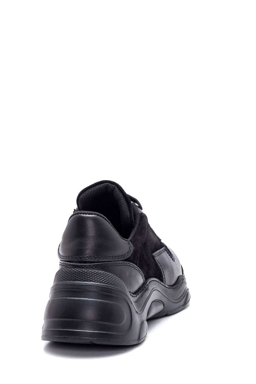 Kadın Siyah Deri Yüksek Taban Sneaker