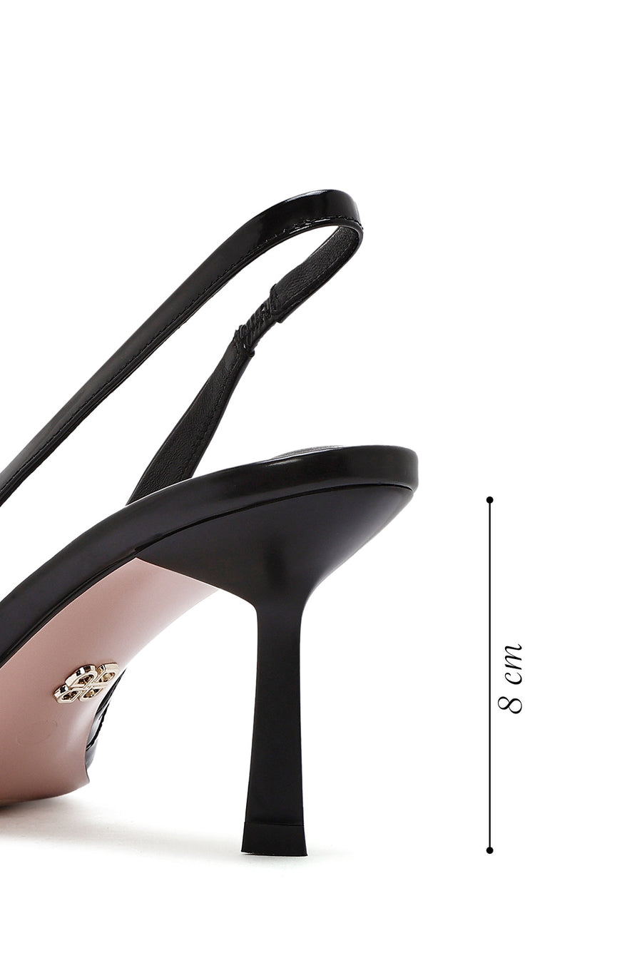 Women's Black Open Back Slim High Heel Leather Shoes