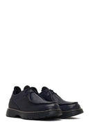 Male Black Lace-Up Thick-Soled Leather Casual Shoes | Derimod