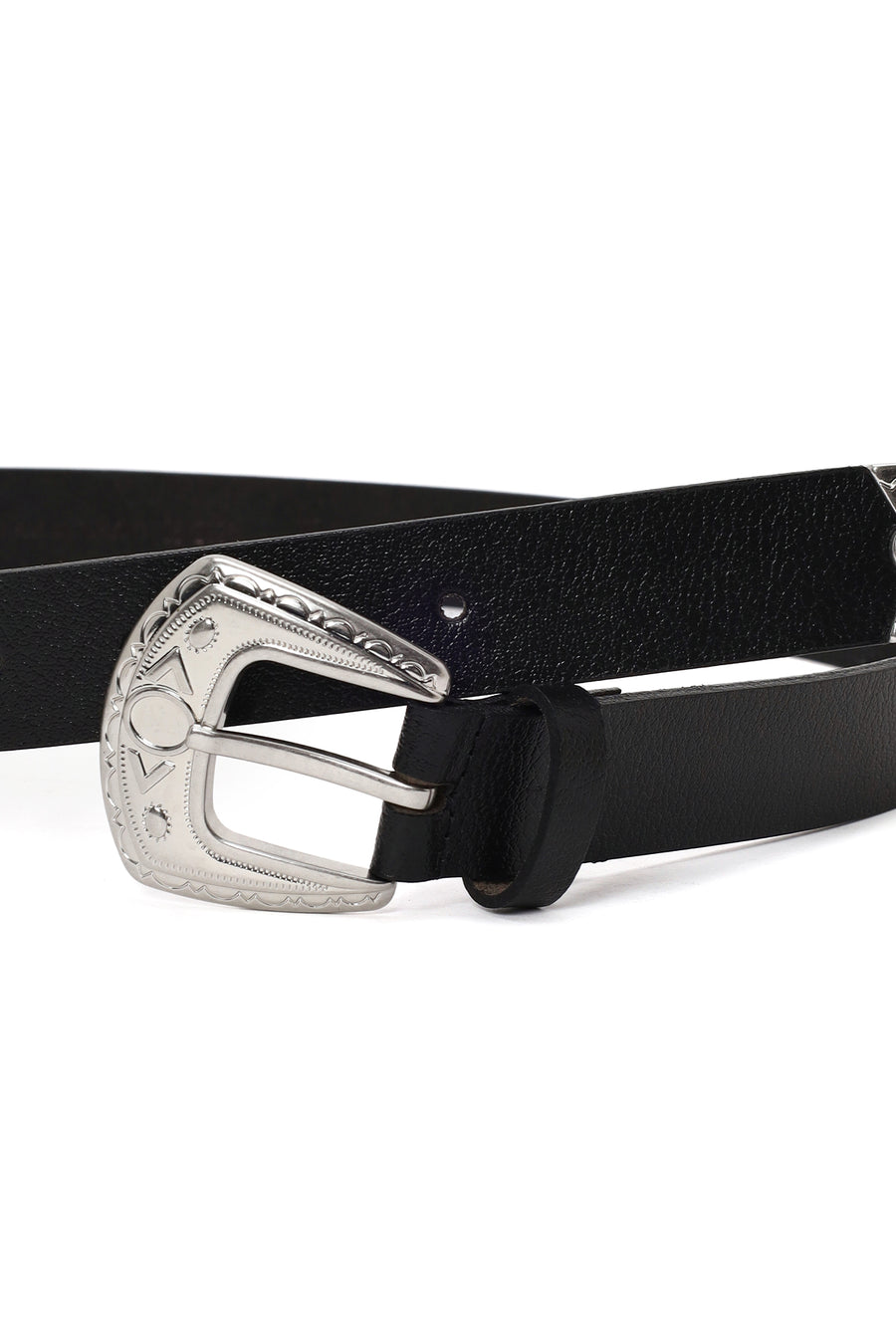 Unisex Black Leather Belt
