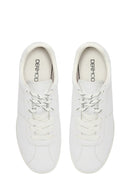 Women's White Lace-Up Leather Sneaker | Derimod