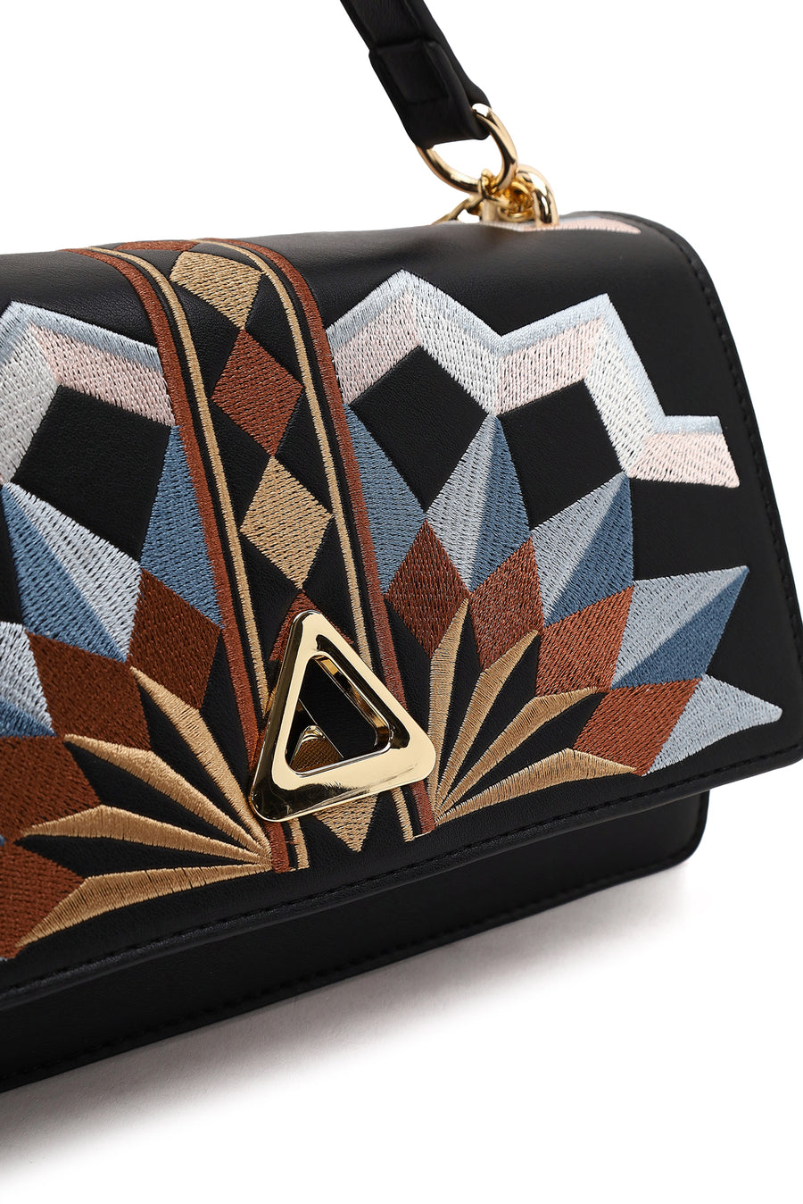 Woman Black Long-Strap Printed Shoulder Bag