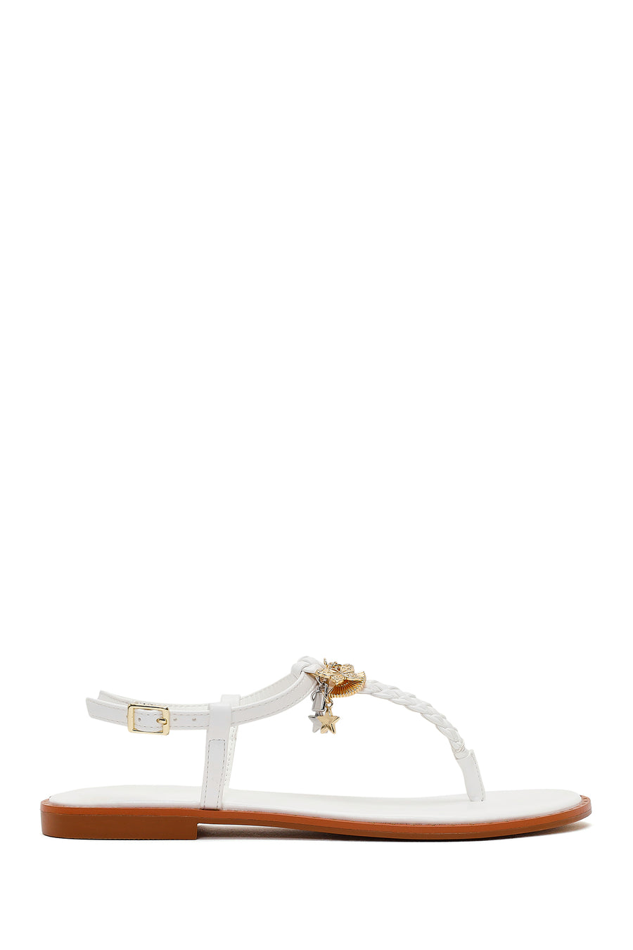 Kadın Beyaz Parmak Arası Aksesuarlı Sandalet 26SFE481318 | Derimod