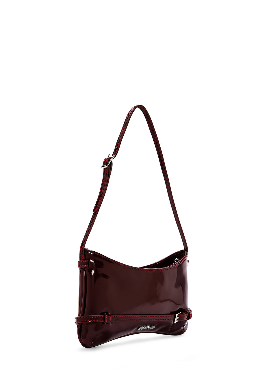 Women's Claret Red Patent Leather Shoulder Bag