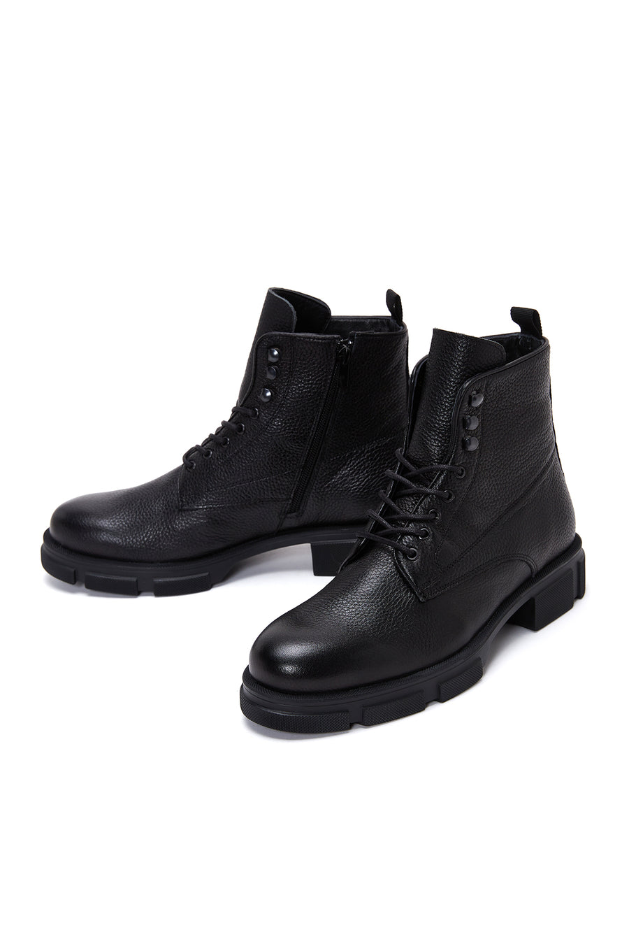 Men's Black Leather Zippered Boots