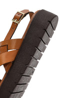 Women's Tan Thick Soled Leather Bodrum Sandals | Derimod